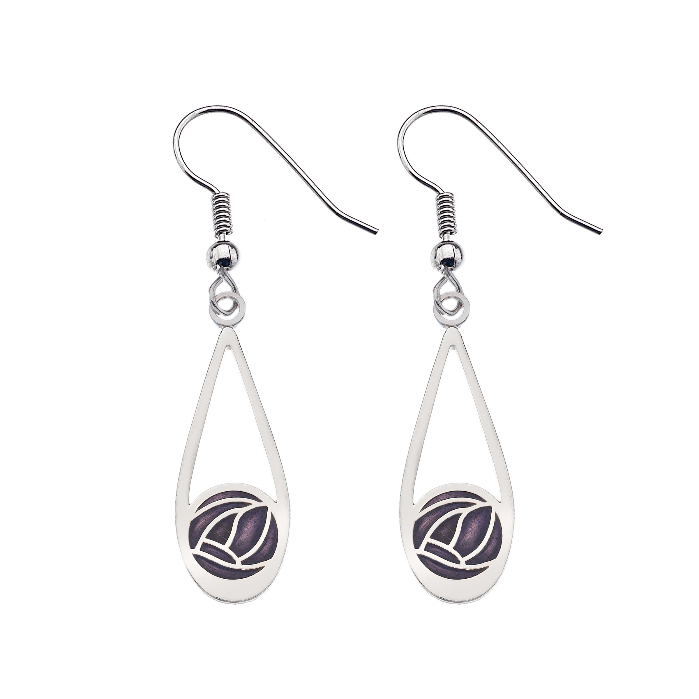 Teardrop Earrings with Mackintosh Purple Rose